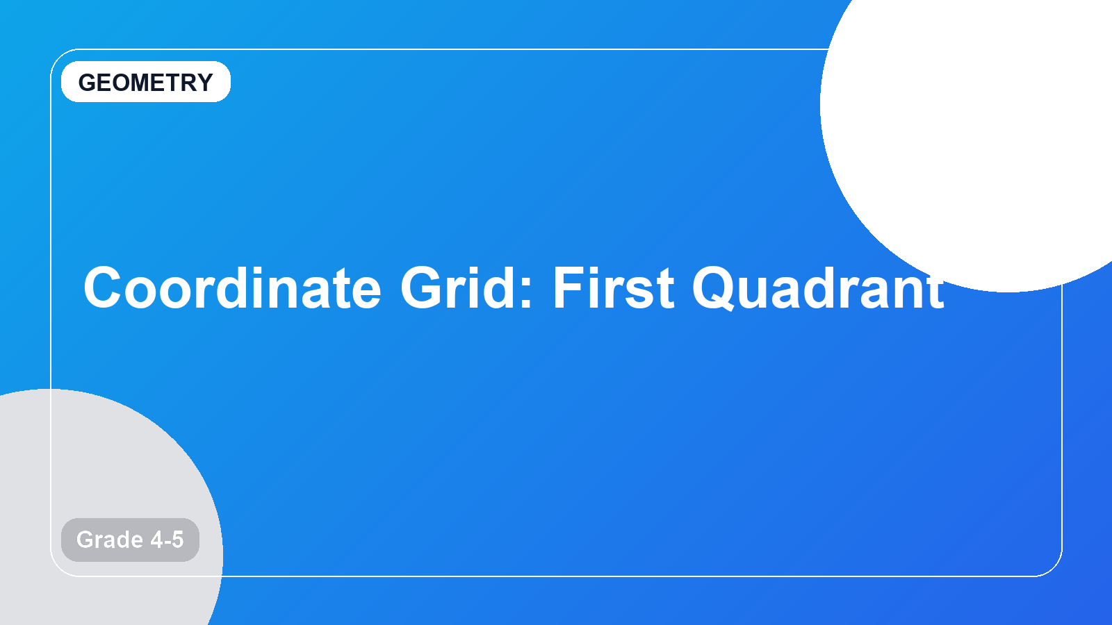 Coordinate Grid: First Quadrant