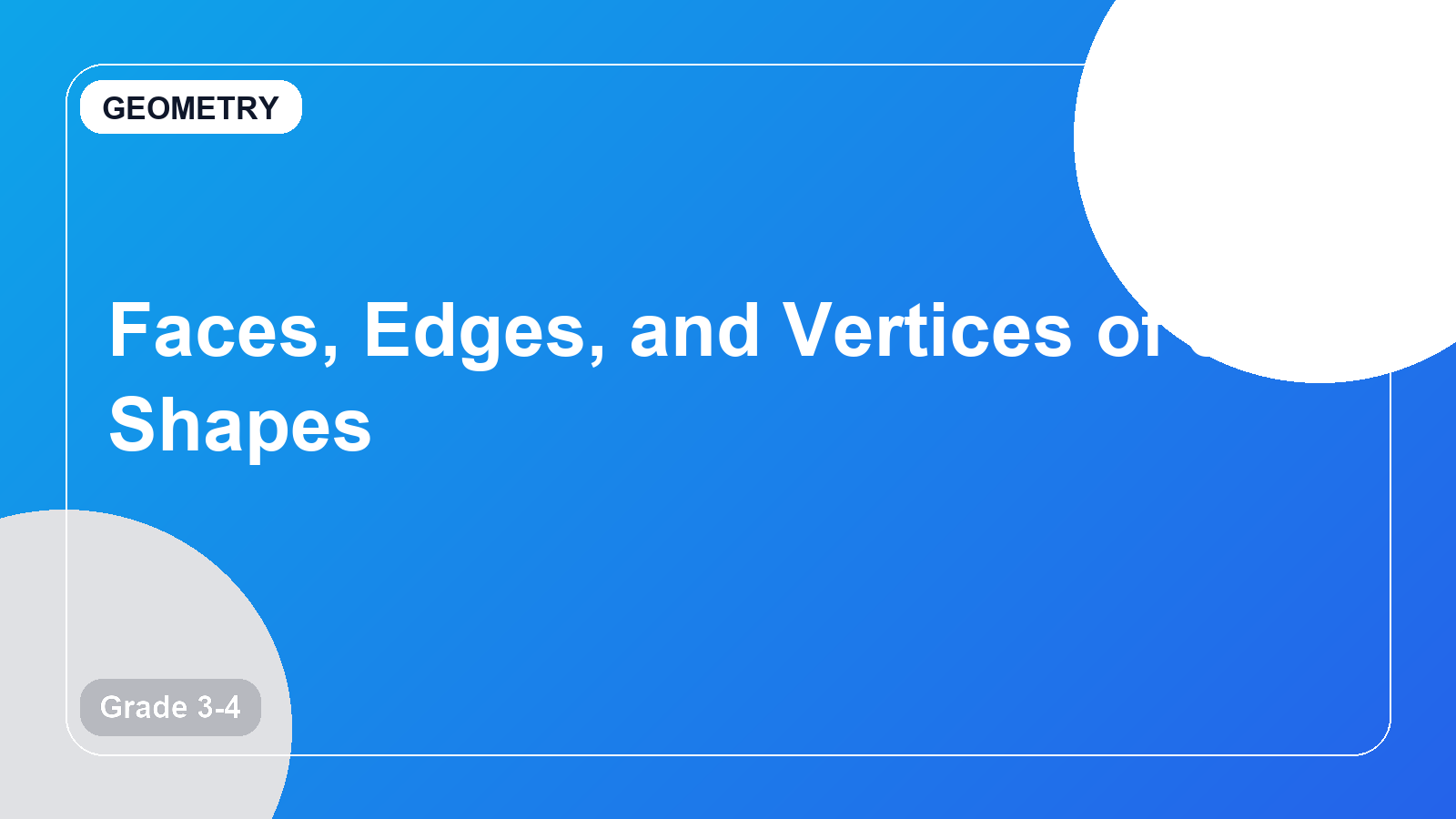 Faces, Edges, and Vertices of 3D Shapes