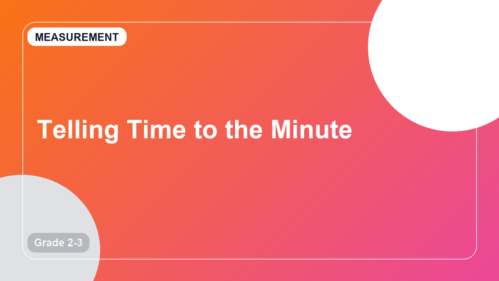 Telling Time to the Minute