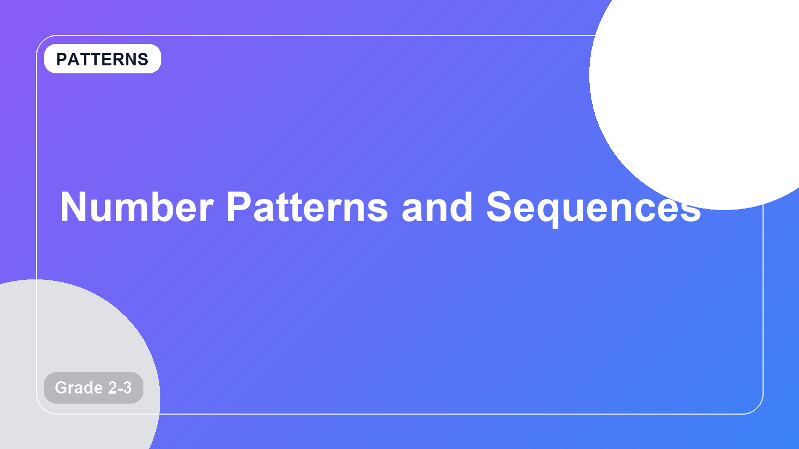 Number Patterns and Sequences